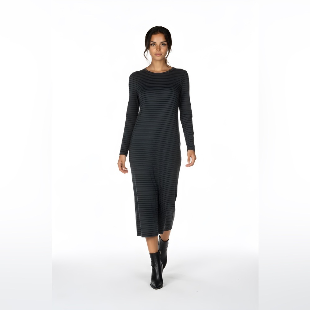 GAP Black and Green Striped Long Sleeve‎ Dress